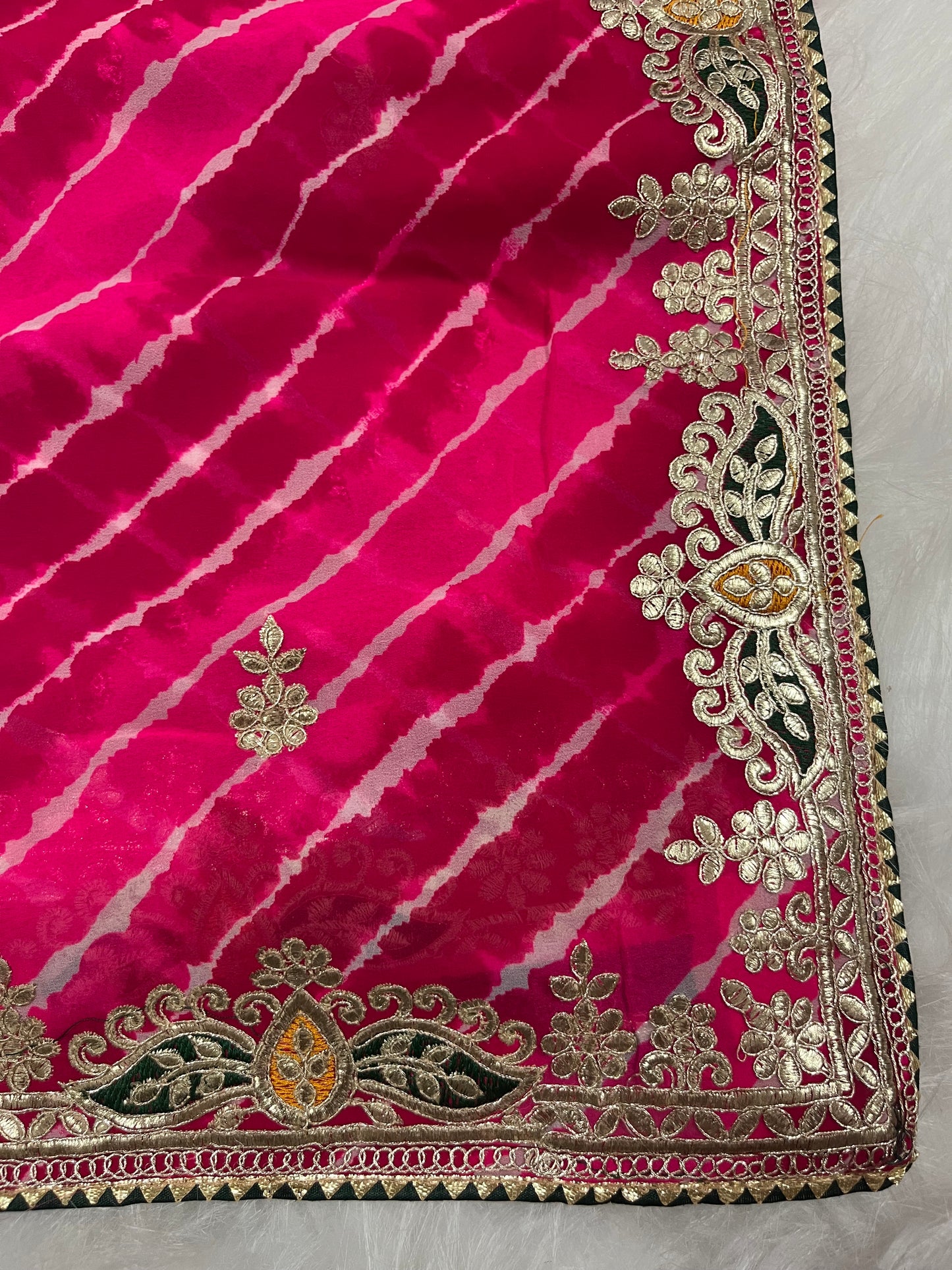 Rani pink lehriya gota patti work