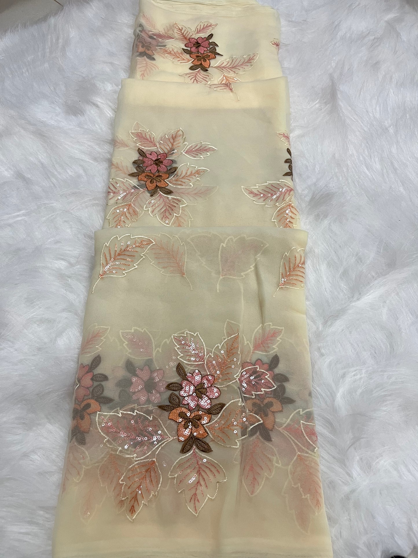 embroidary and sequence work off white colour