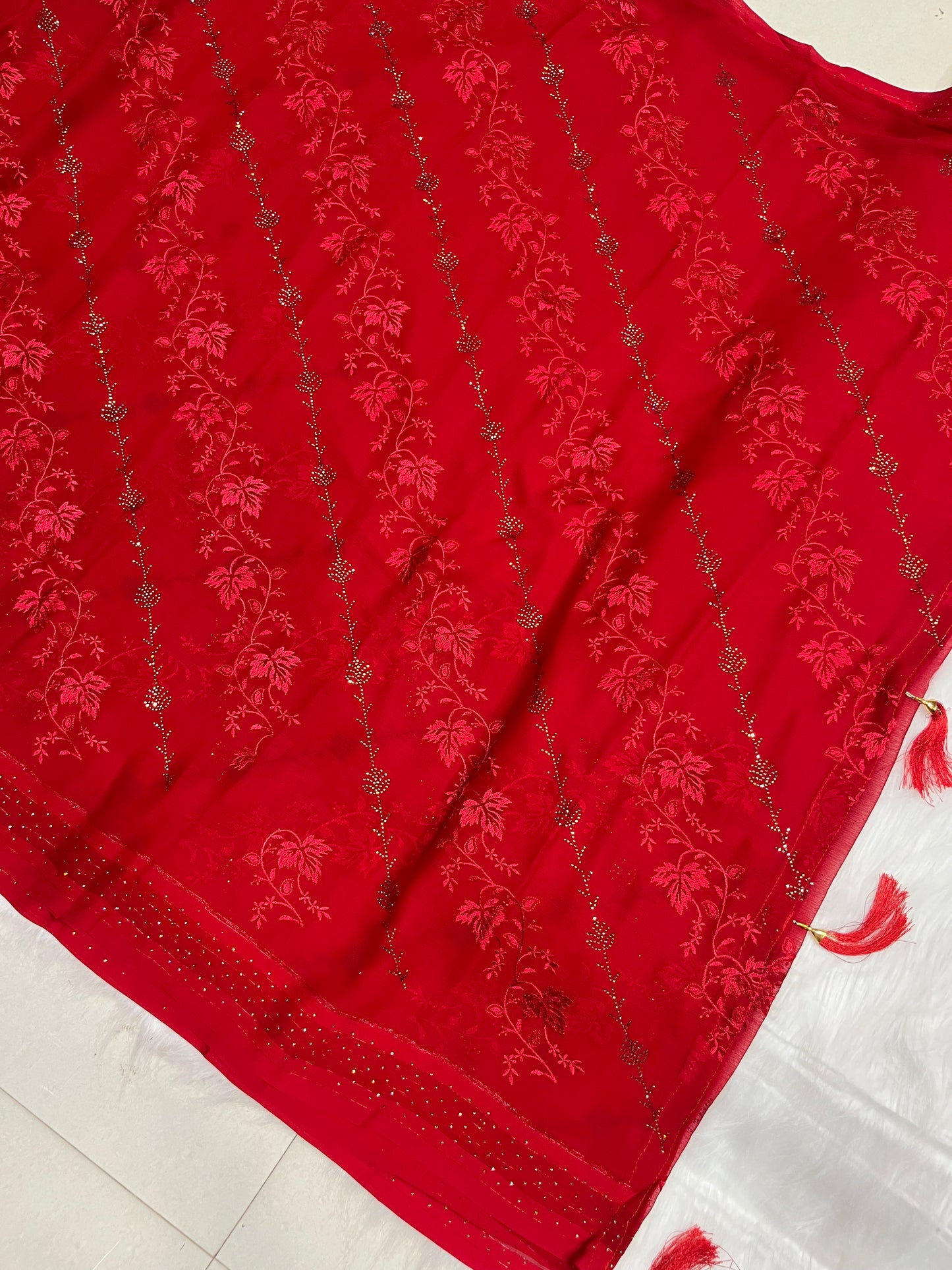 Red trending saree specially for karwachauth saree