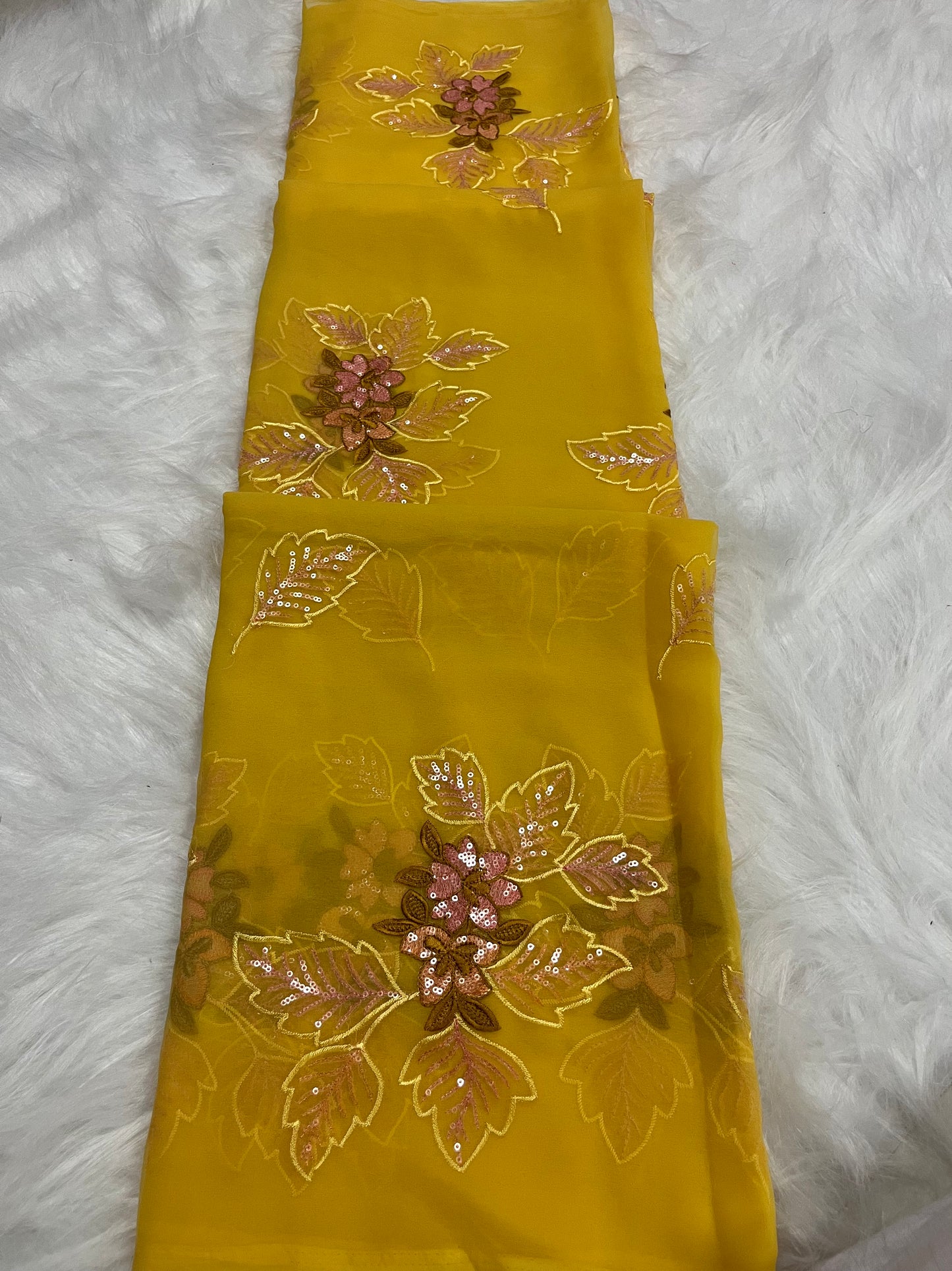 embroidary and sequence work yellow colour
