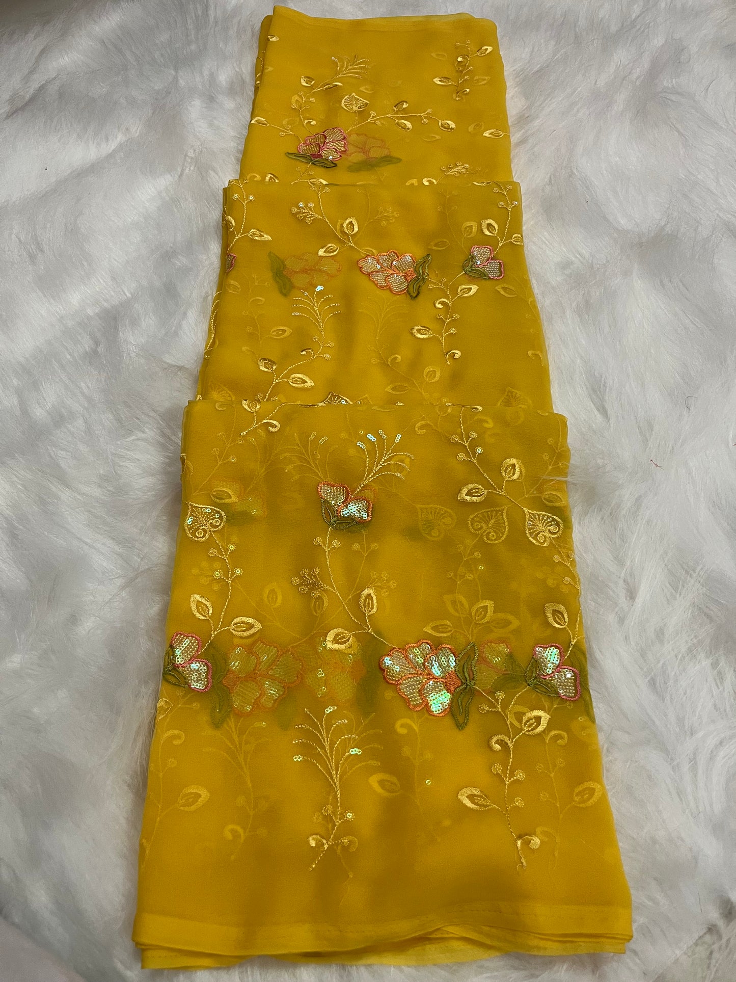 embroidery and sequence floral saree