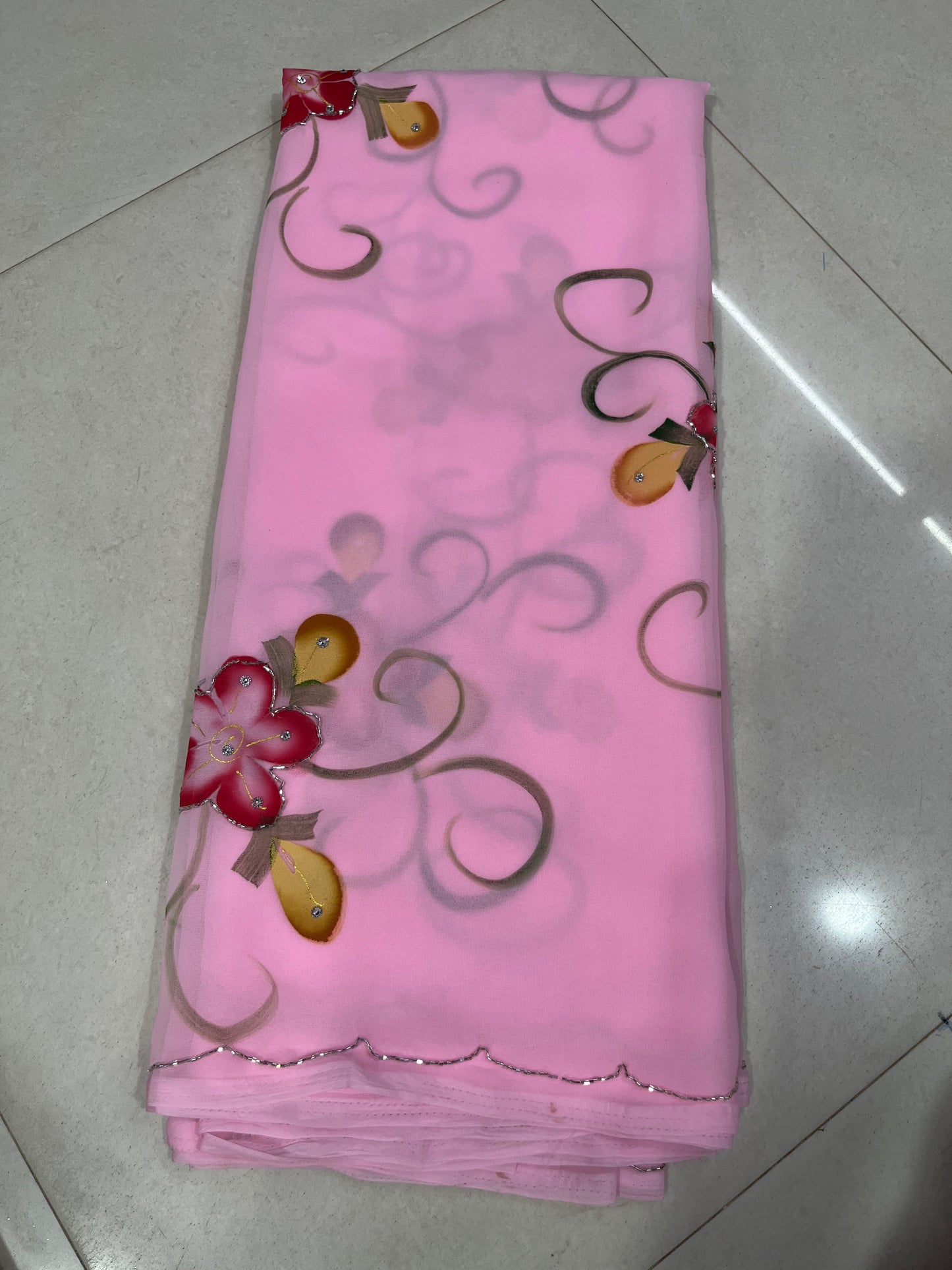 Brush painting with beads work