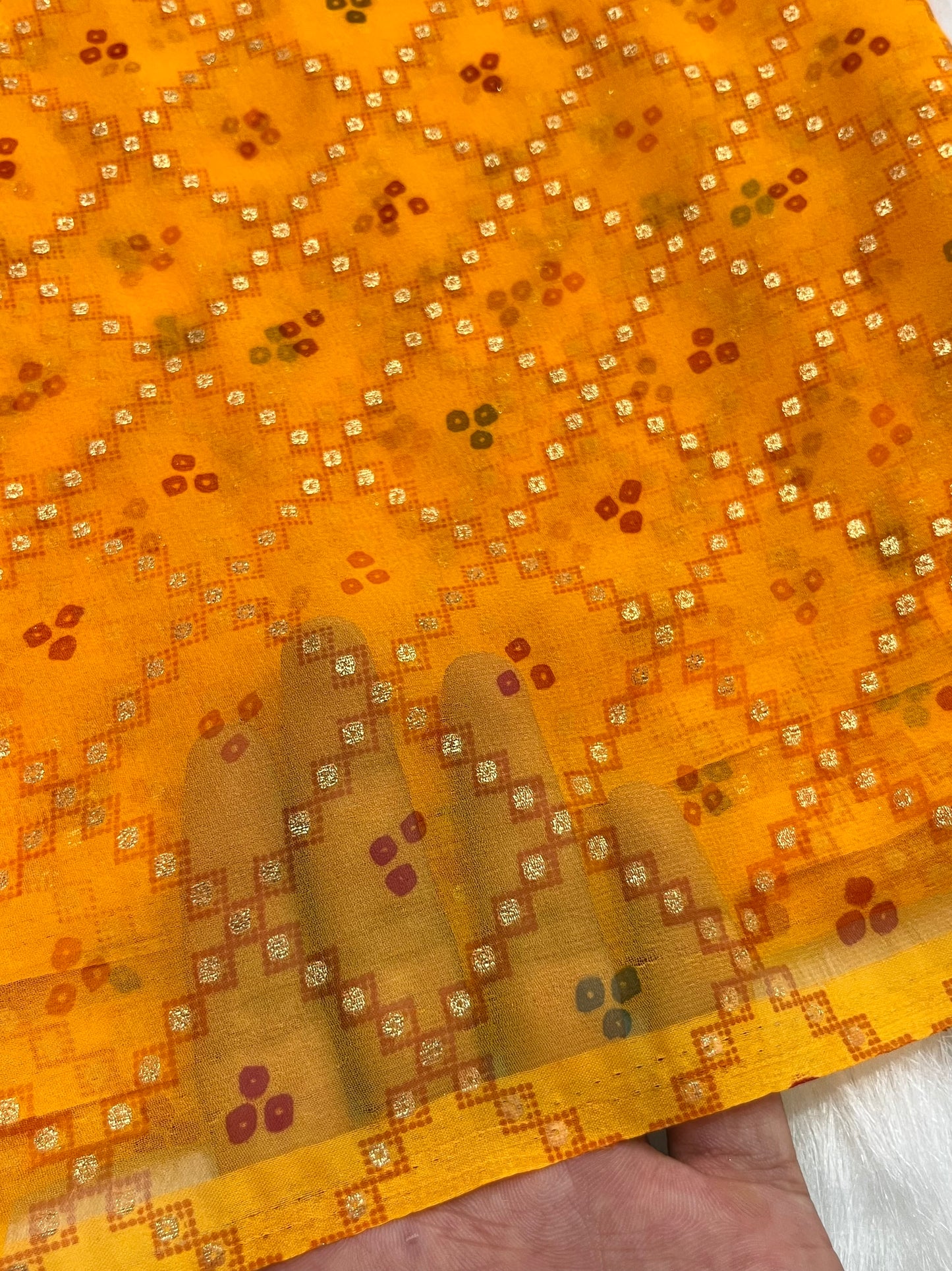 Trifuli foil bandhani  thursday special saree