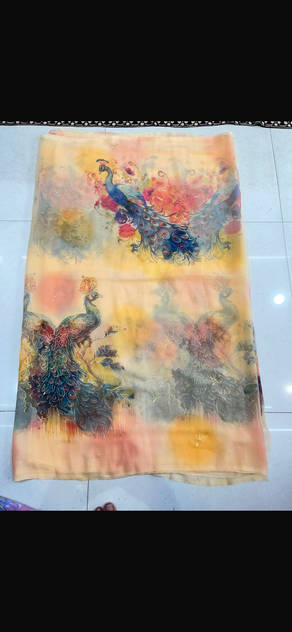 Peacock foil saree