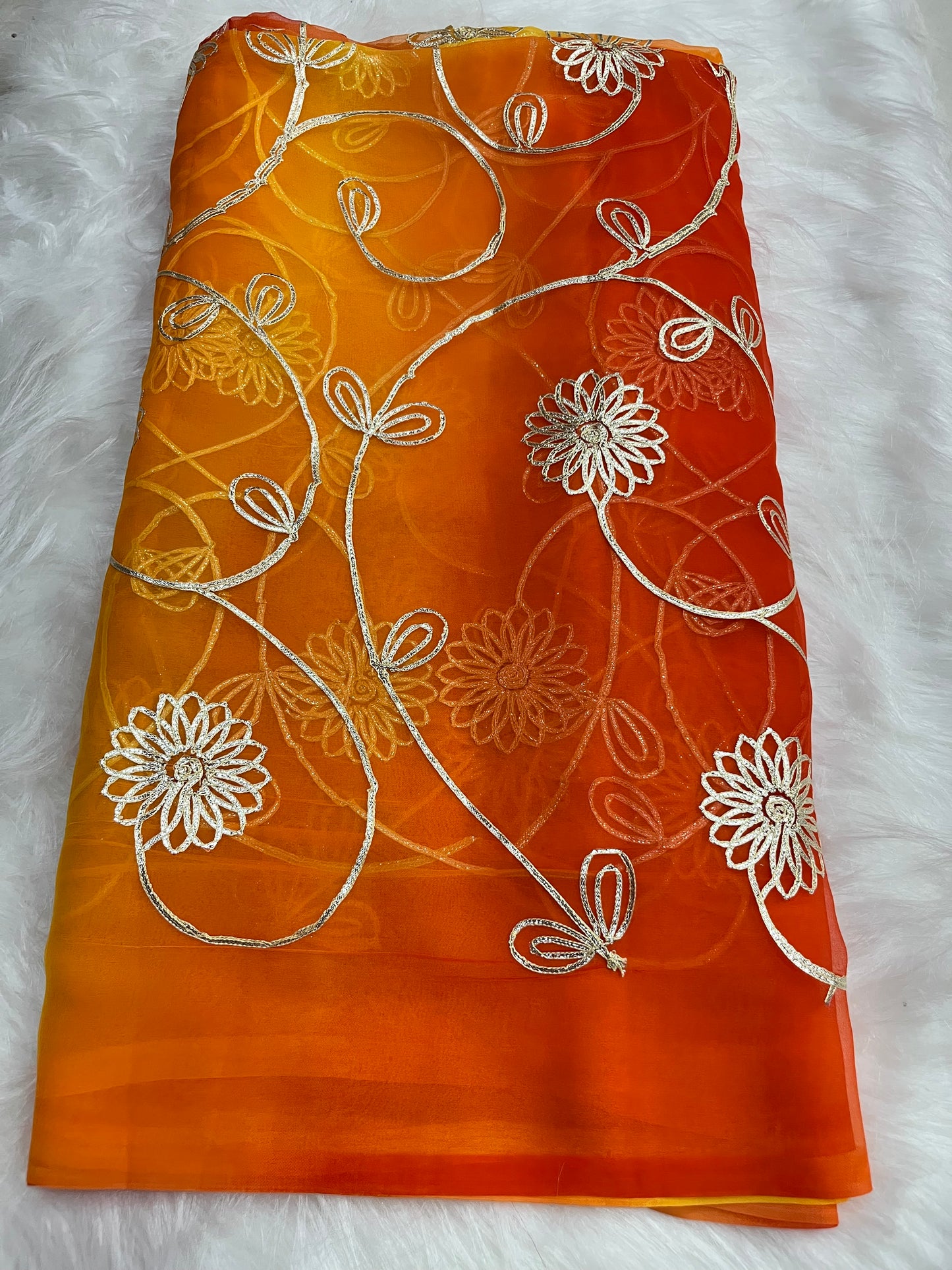 Shaded kacha gotta work sarees