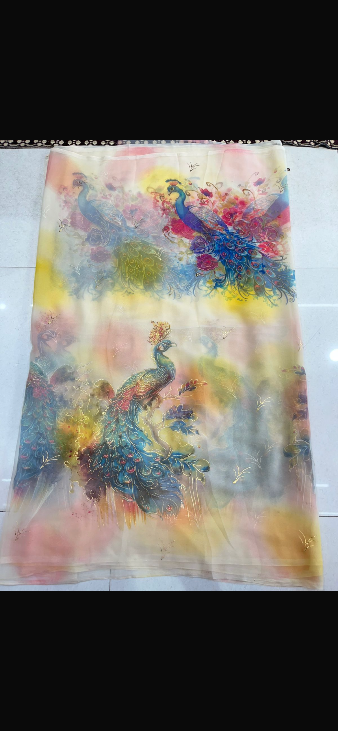 Peacock foil saree