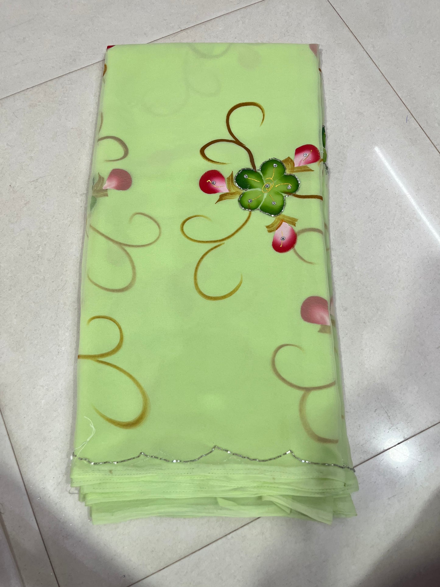 Brush painting with beads work