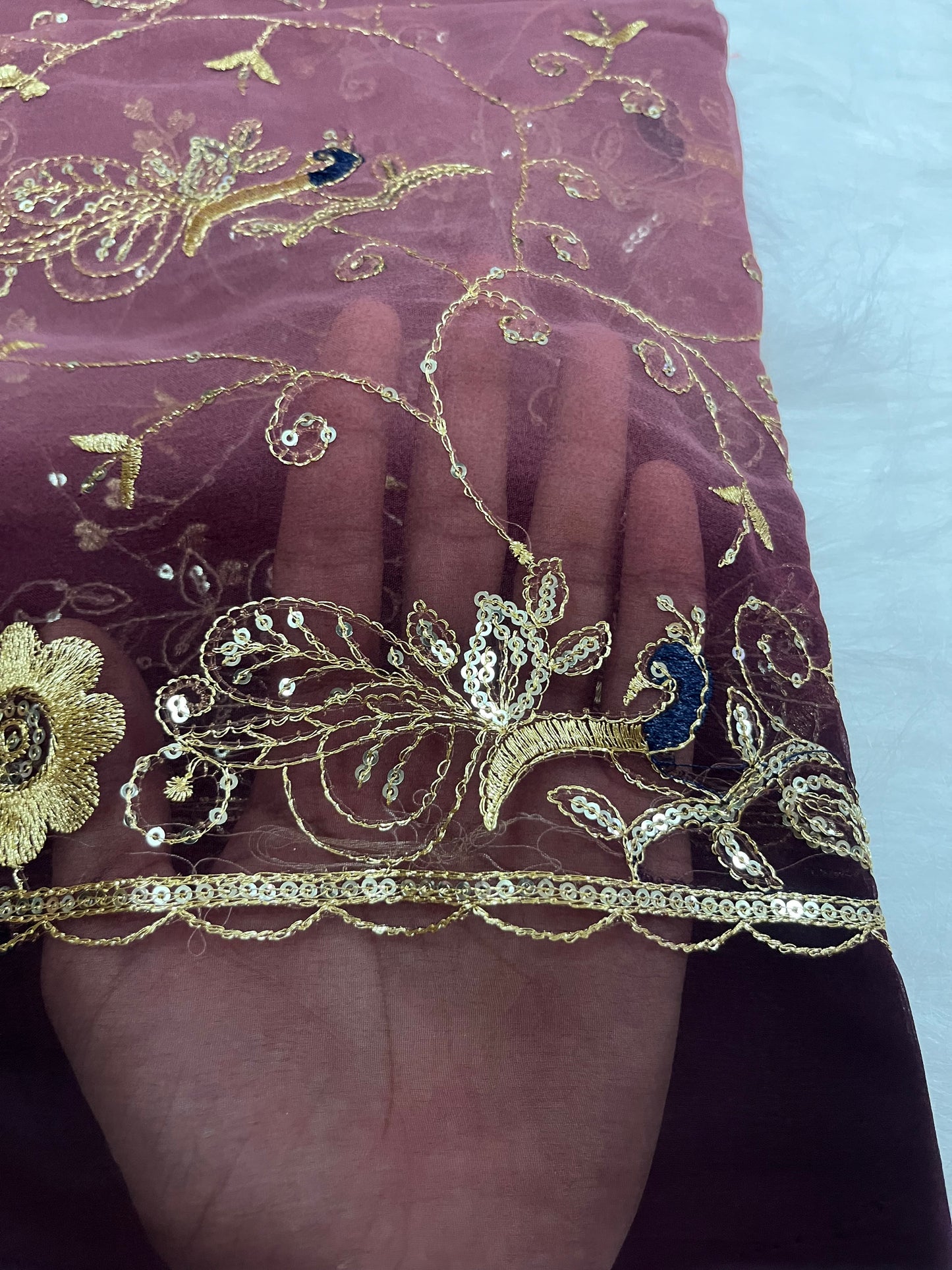 wine and coffee mor jaal saree