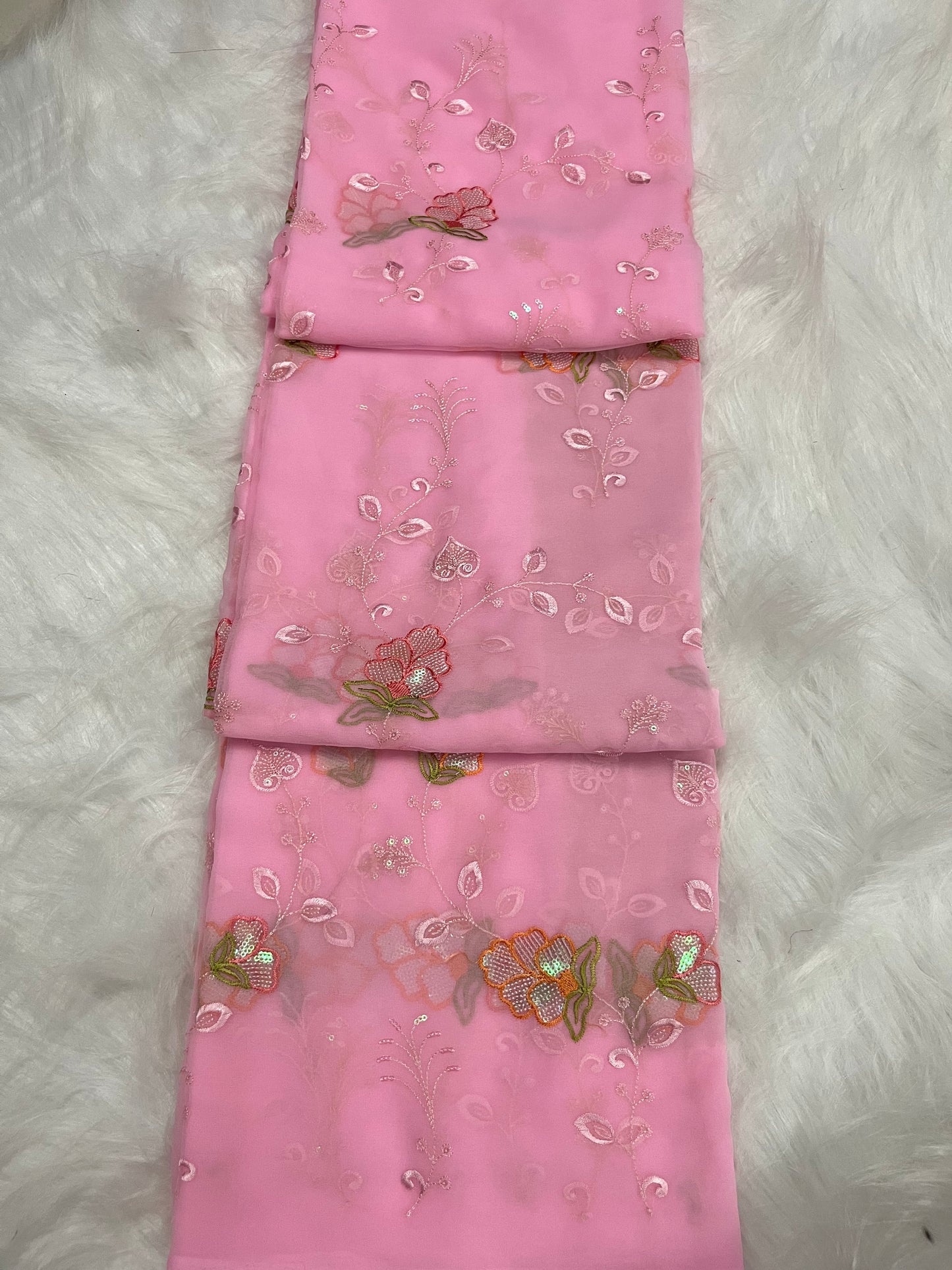 embroidary and sequence work saree