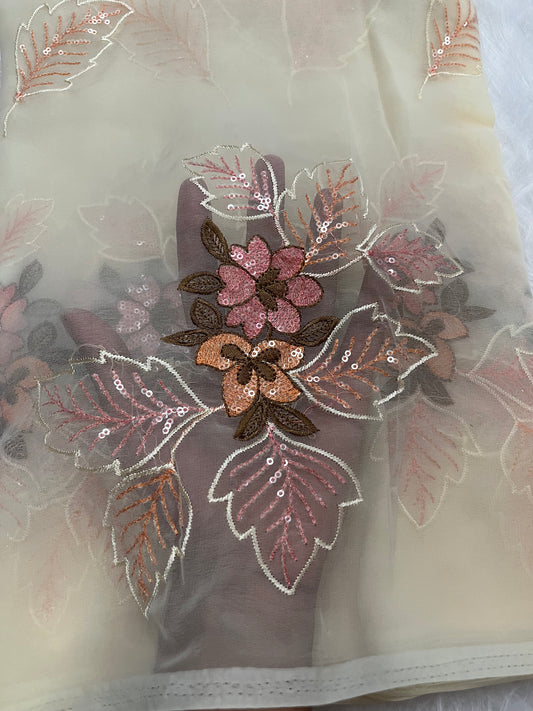 embroidary and sequence work off white colour