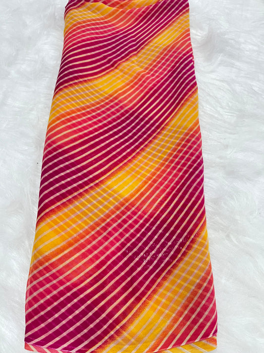 multi lehriya saree