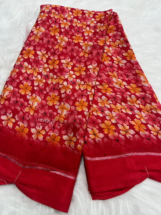 red floral satan border
