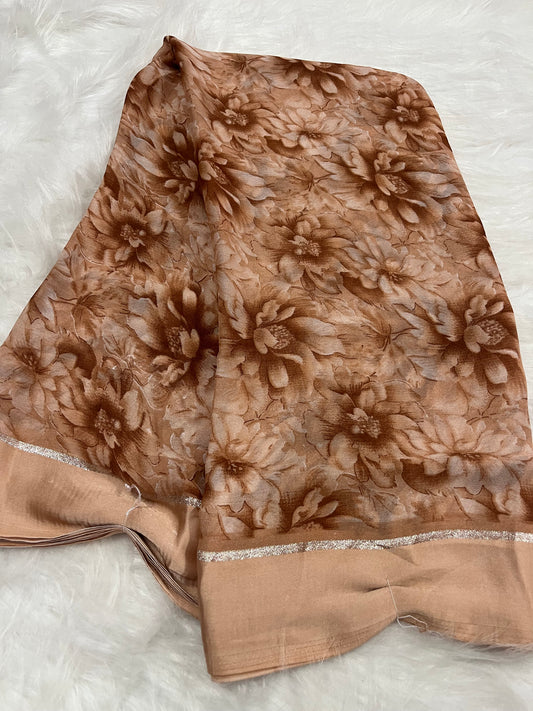 peach colour satan border saree