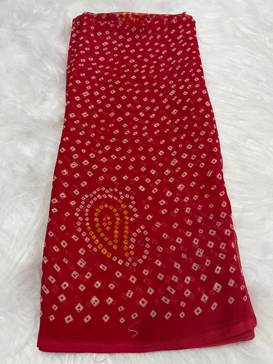 red bandej saree