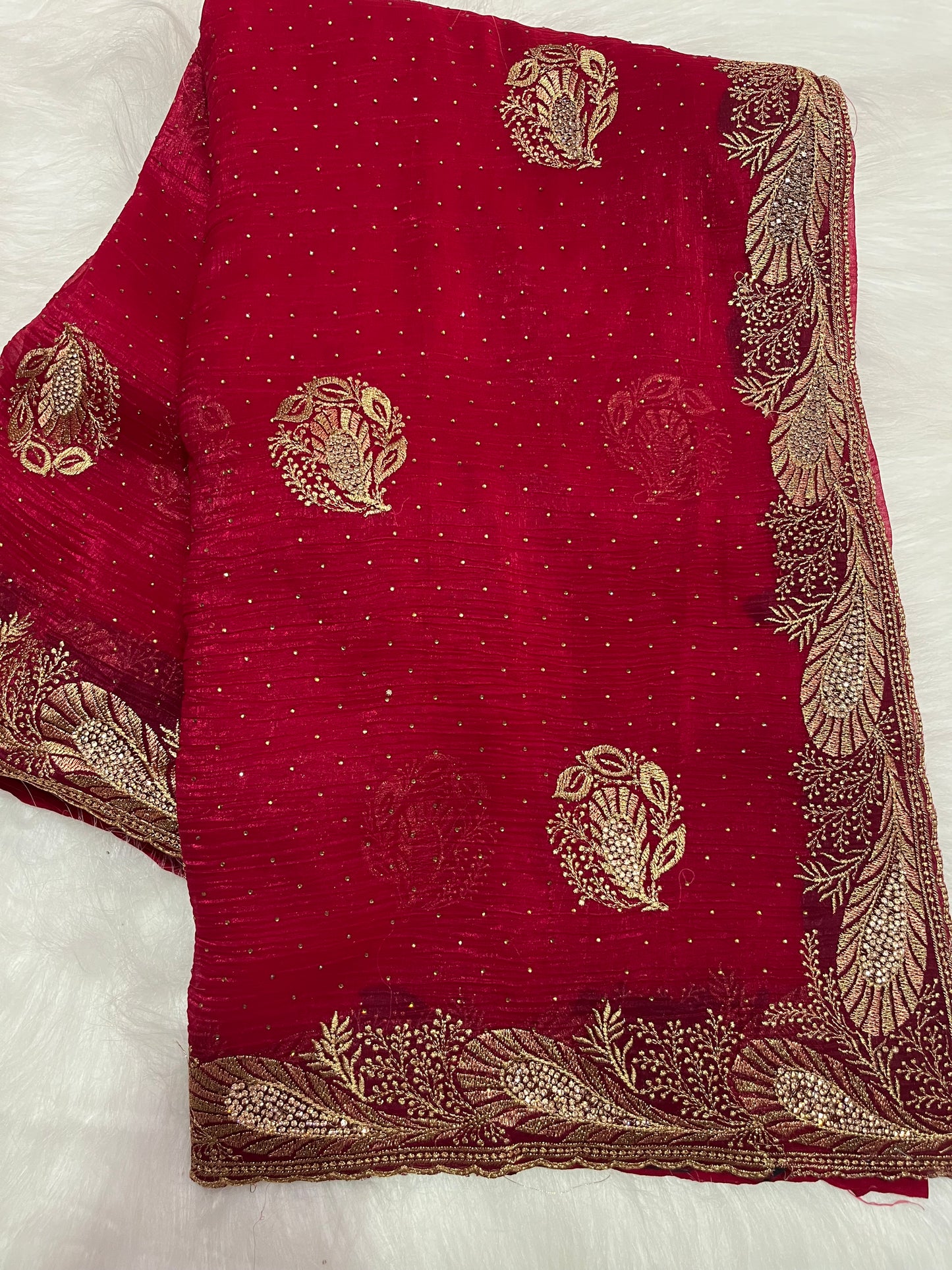 Designer zari border and butti saree