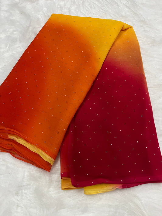siroski tri colour saree