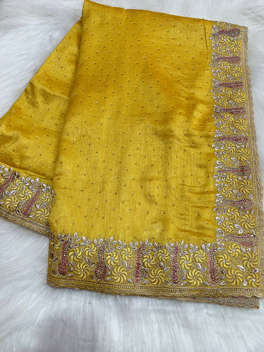 Yellow beauty with resham zari border