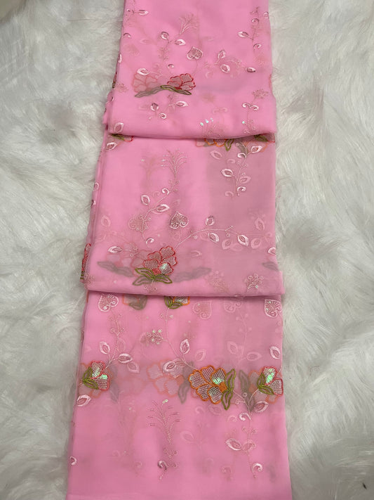 embroidary and sequence work saree